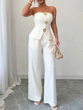 Sleek Tube Top and Wide Leg Pants Set.