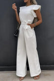 Round Neck Cap Sleeve Jumpsuit.