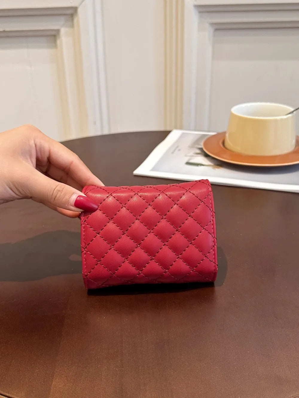 Mini PU Leather Solid Color Wallet.