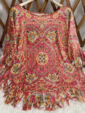Plus Size Fringe Round Neck Cover-Up.