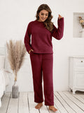 Ivy Lane Teddy Long Sleeve Top and Pants Lounge Set.