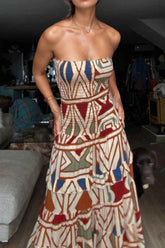 Smocked Printed Tube Dress.