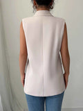 One Button V-Neck Blazer Vest Coat.