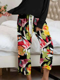 Round Neck Top & Printed Pants Lounge Set.