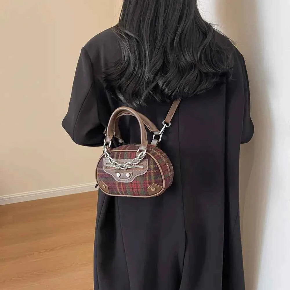 Plaid Print Crossbody Bag.