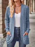 Ribbed Knit Open Front Cardigan with Pockets.