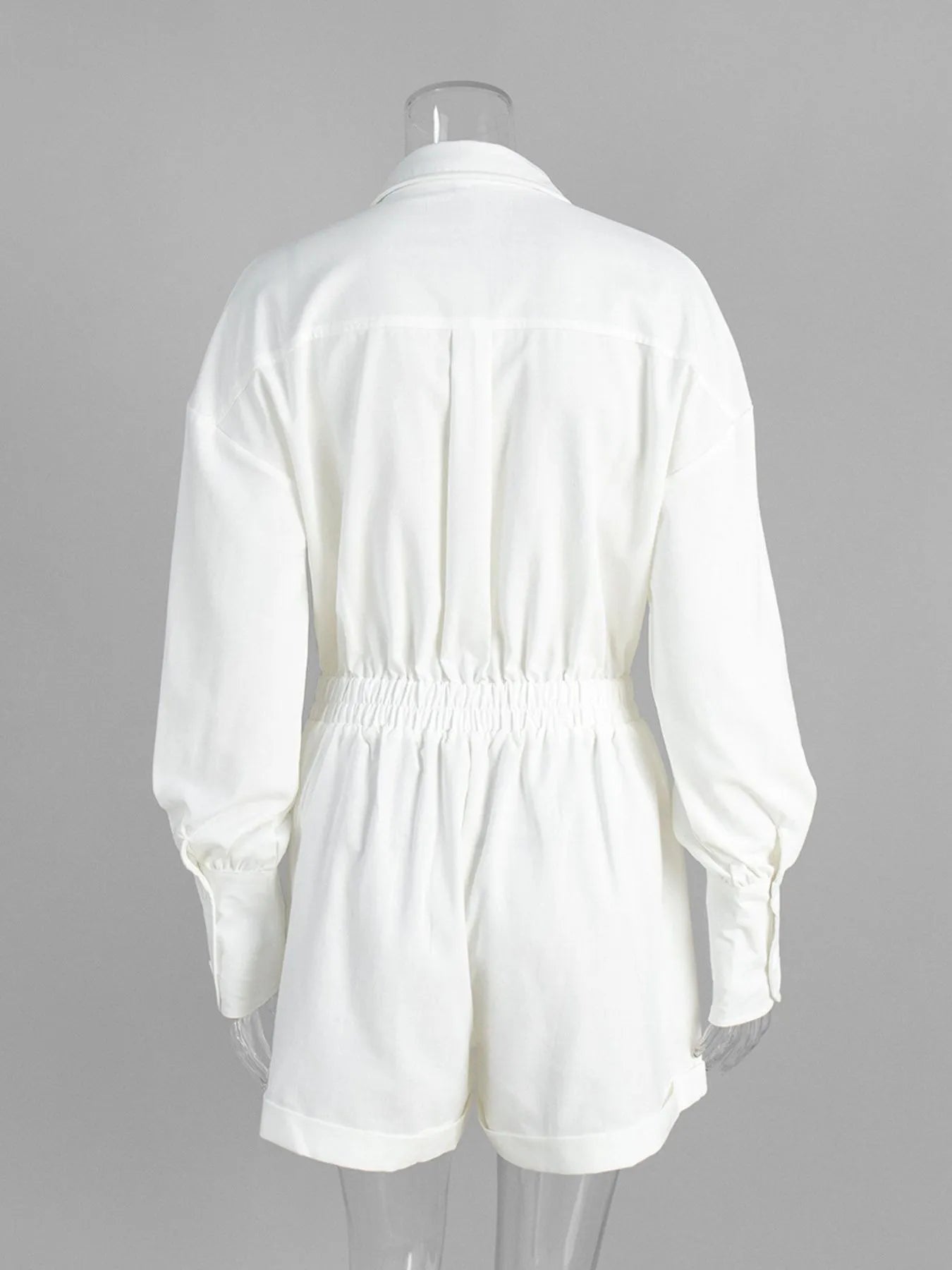 Casual Button Front Long Sleeve Romper.