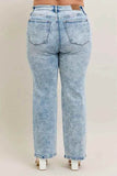 Judy Blue Plus Size High-Waist Mineral Wash 90's Straight Jeans.