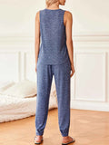 Ribbed Knit V-Neck Tank and Pants Lounge Set.