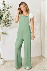 Double Take Full Size Wide Strap Overall with Pockets.