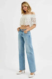 RISEN Plus Size Low Rise Ankle Boyfriend Distressed Jeans.