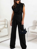 Ruched Sleeveless Top and Pants Set.