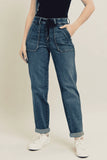 Judy Blue High-Waisted Vintage Wash Jeans with Drawstring Plus Size.