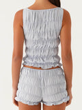Ruched Texture Tank and Shorts Two-Piece Set - EBYNN