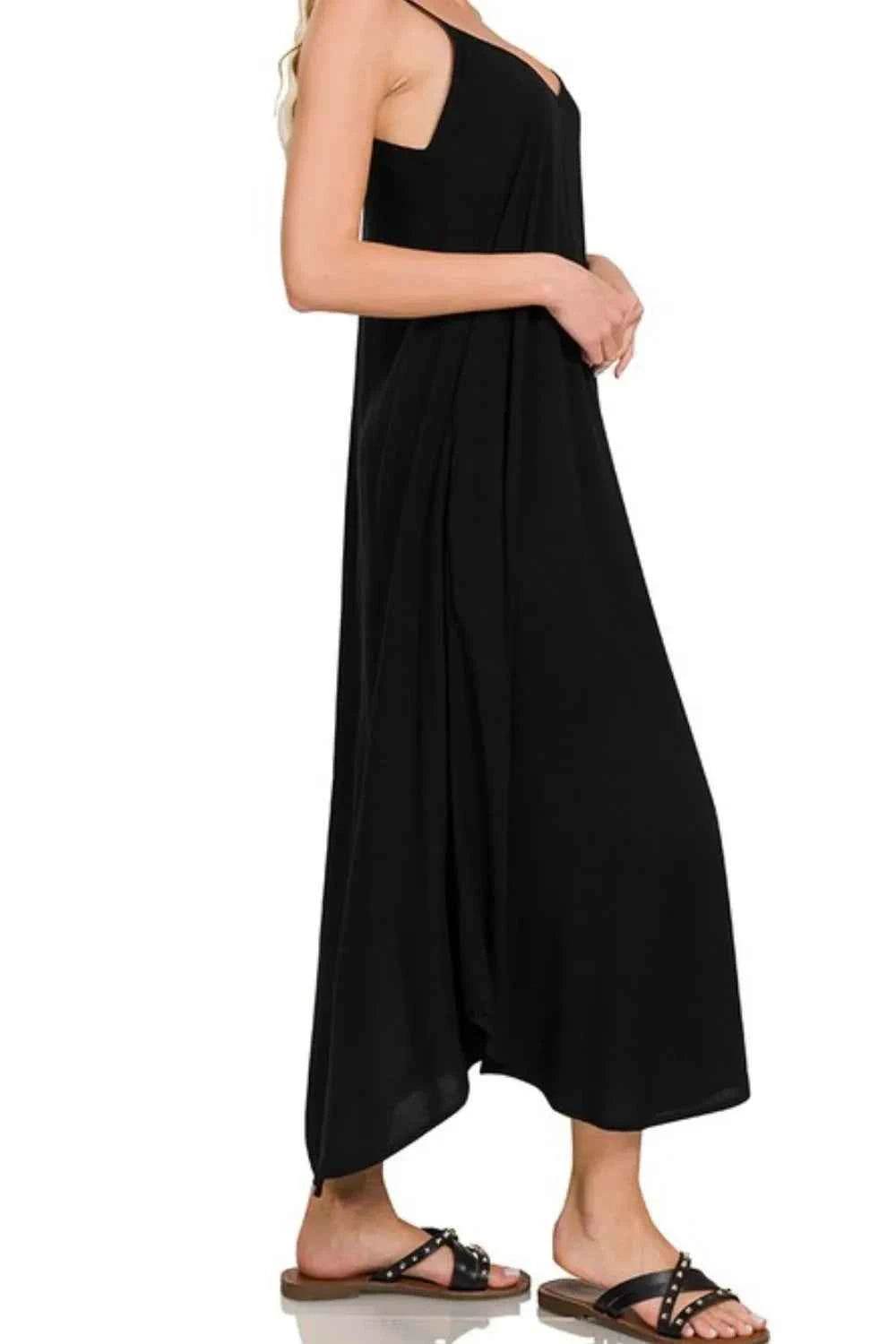 Zenana Woven Arc Hem Cami Dress with Pockets.