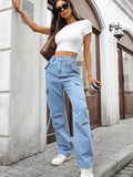High Waisted Cargo Pocket Jeans.