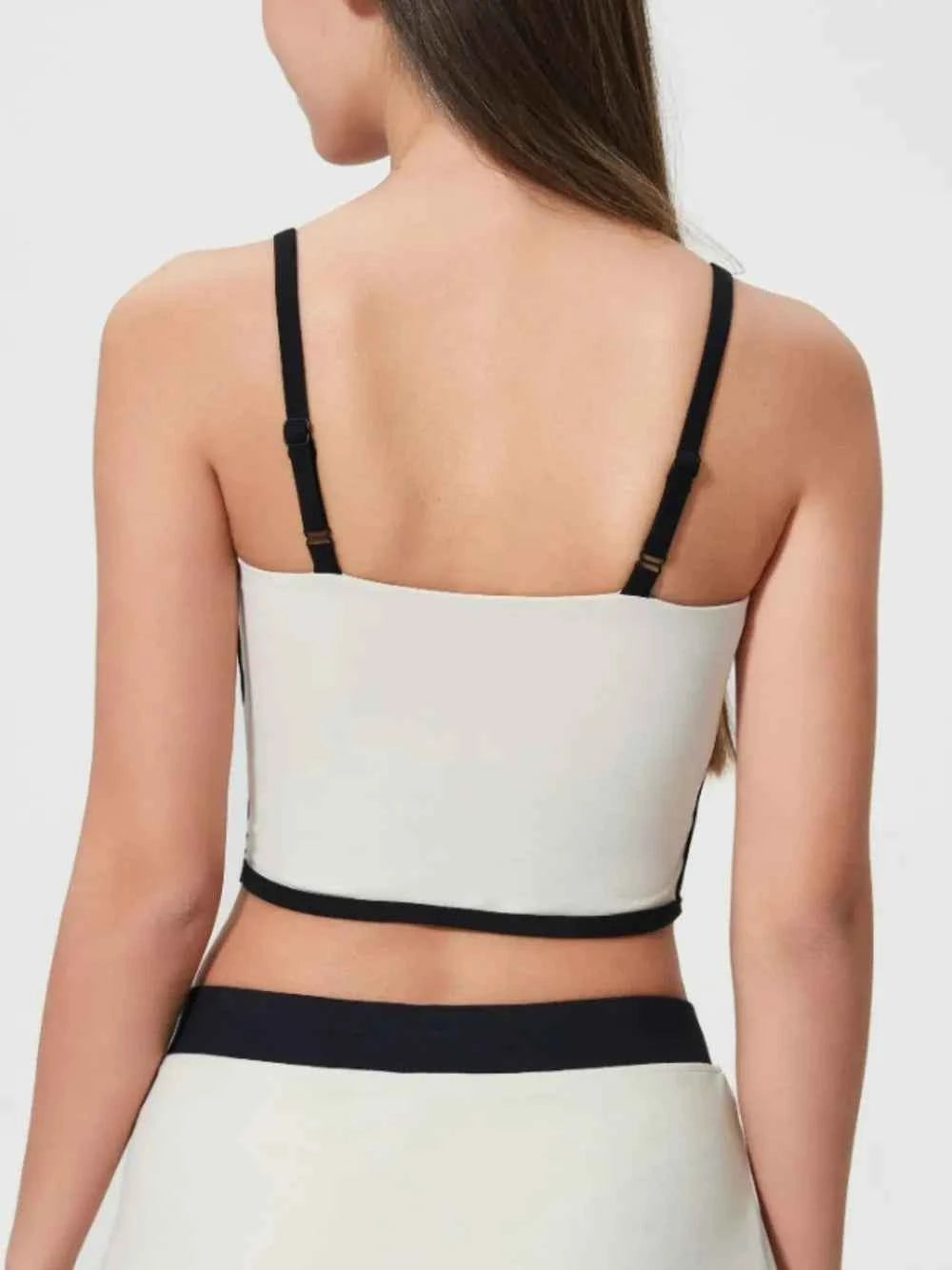 Millennia Contrast Trim Square Neck Active Cami with Detachable Pads.