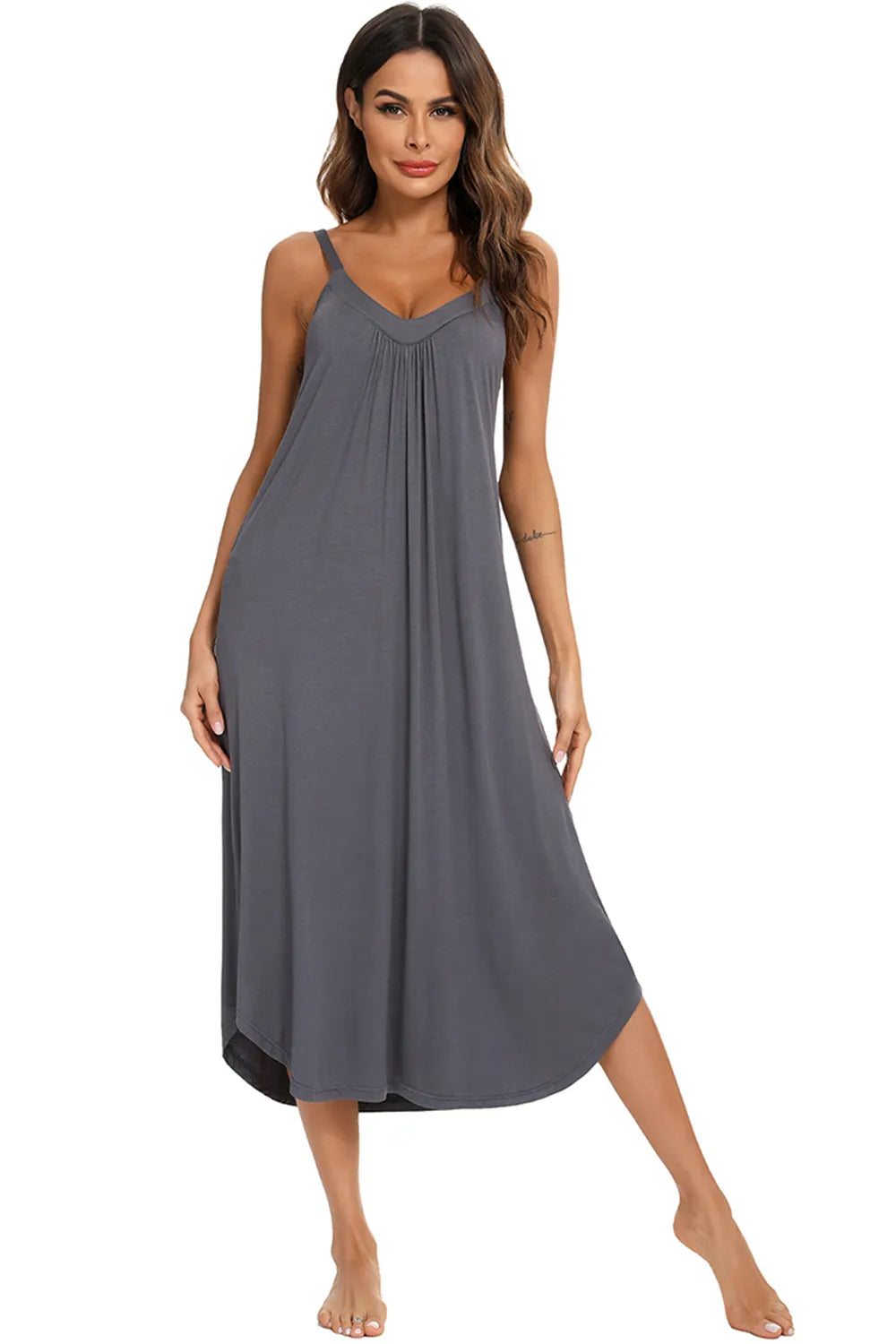 V-Neck Midi Lounge Dress.