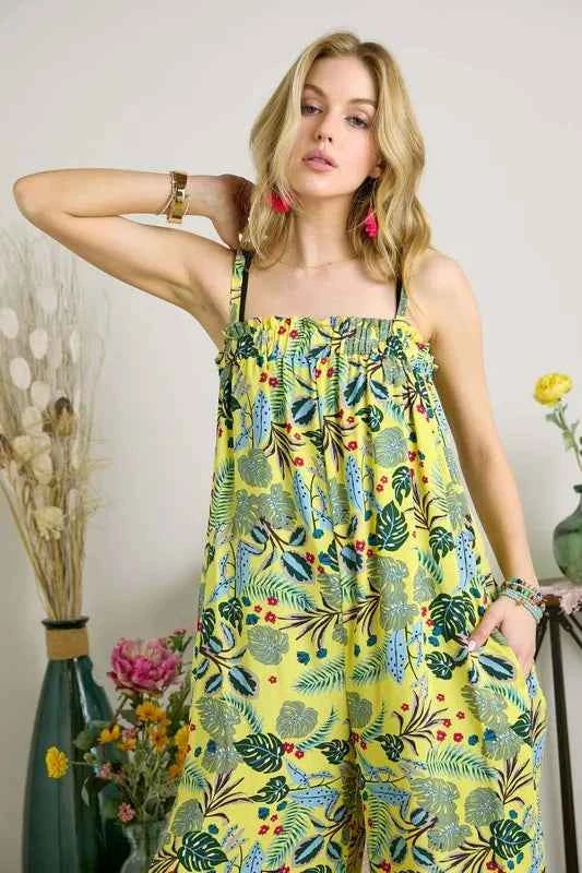 ADORA Elastic Detail Tropical Jumpsuit.