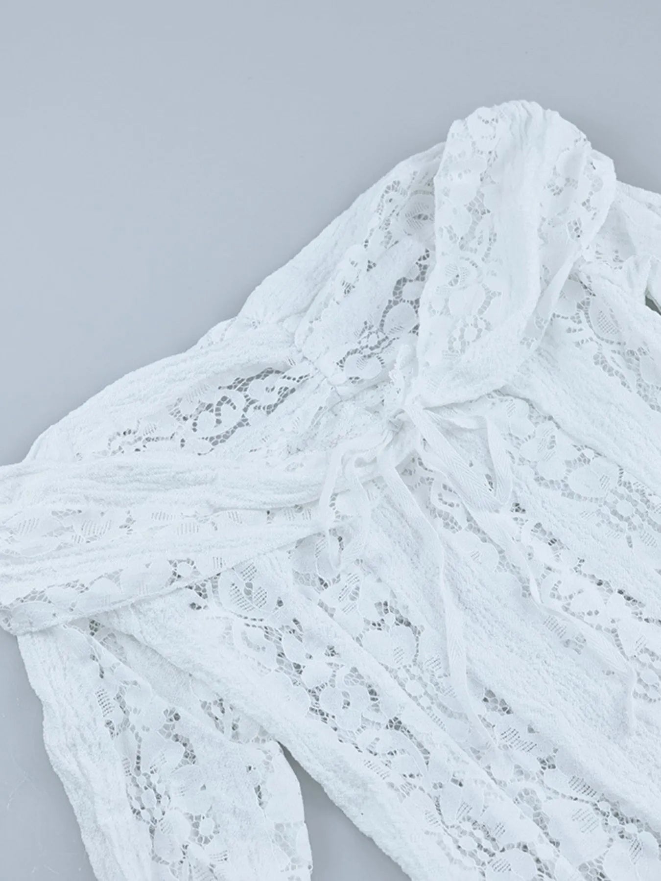 Lace Off-Shoulder Flounce Sleeve Maxi Dress.