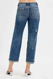 RISEN Plus Size Low Rise Crop Boyfriend Jeans.