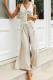 Drawstring V-Neck Tank and Pants Set - EBYNN