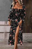 Floral Print Flounce Sleeve Midi Dress.