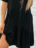 Plus Size Tiered Button-Front Short Sleeve Dress.