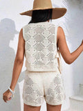 Diamond Pattern Sleeveless Top and Shorts Knit Set - EBYNN