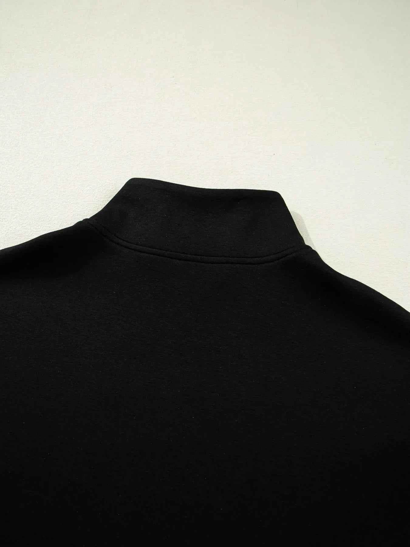 Color Block Half Zip Top & Shorts Two-Piece Set - EBYNN