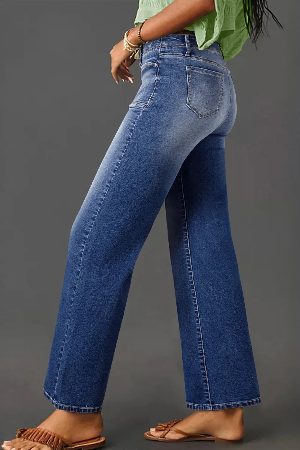 High-Waisted Wide-Leg Vintage Wash Jeans.