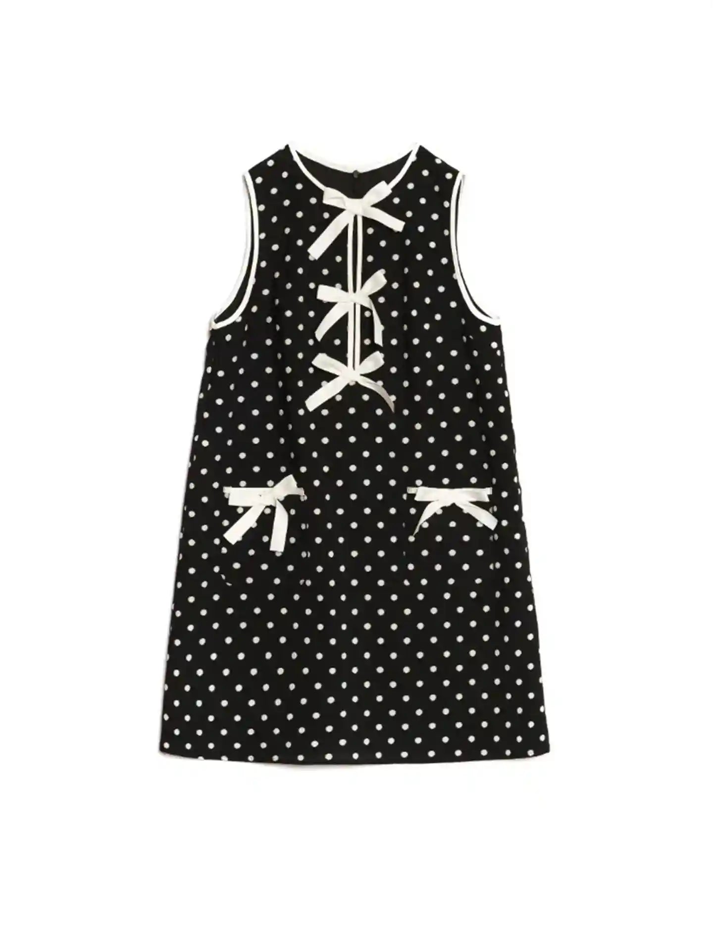 Bow Front Polka Dot Sleeveless Dress.