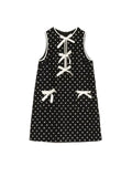 Bow Front Polka Dot Sleeveless Dress.