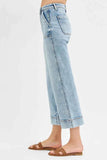 RISEN Plus Size High Rise Crop Wide Leg Jeans.