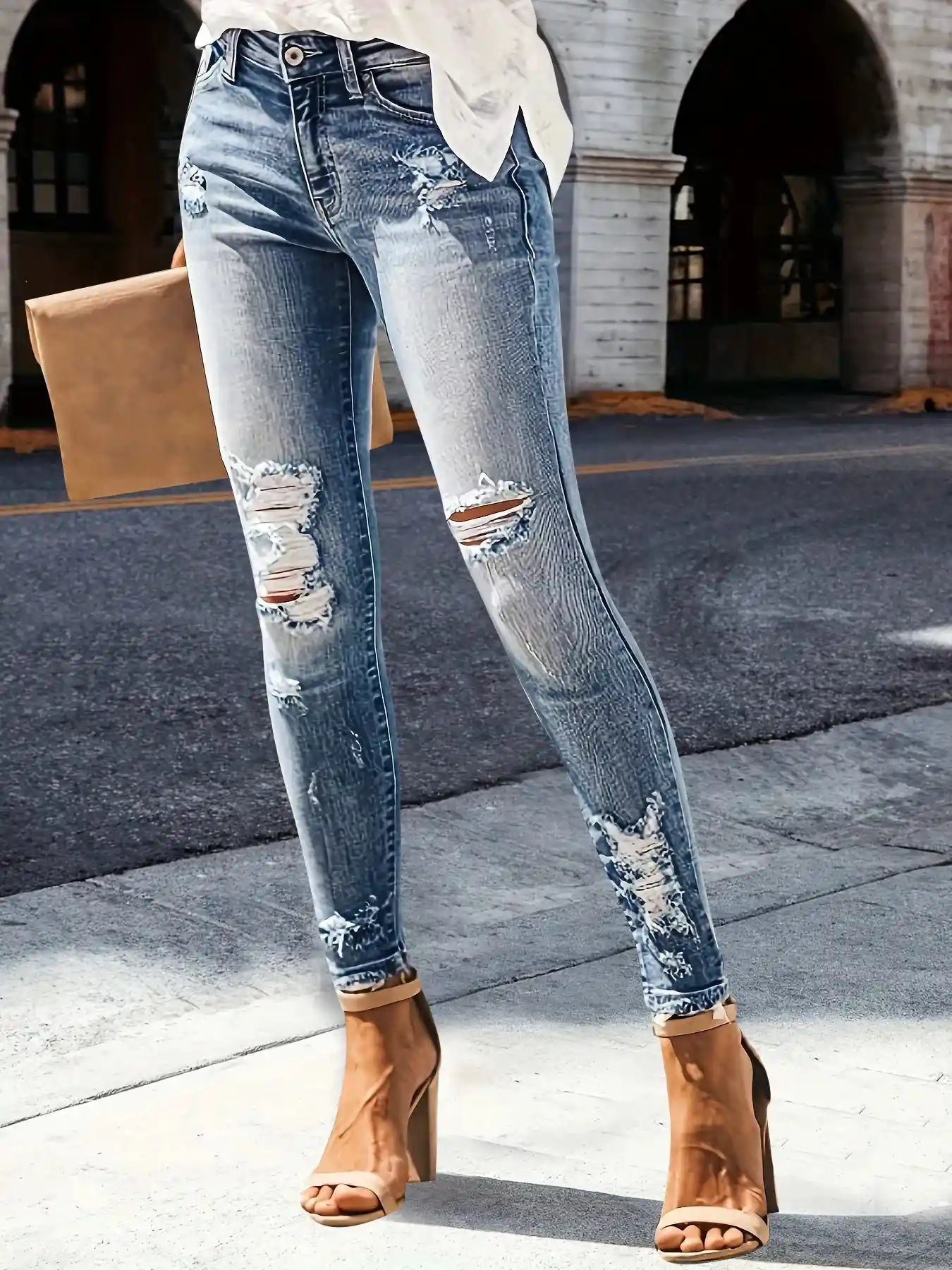 Distressed Skinny Jeans.