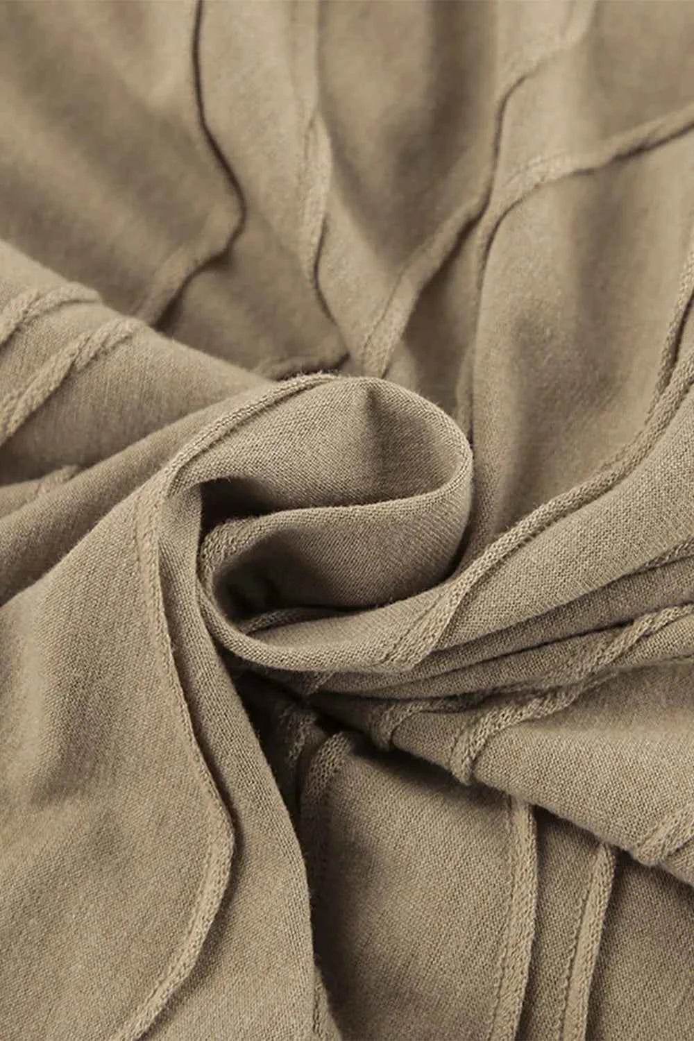 Texture Dropped Shoulder Long Sleeve Top and Pants Set.