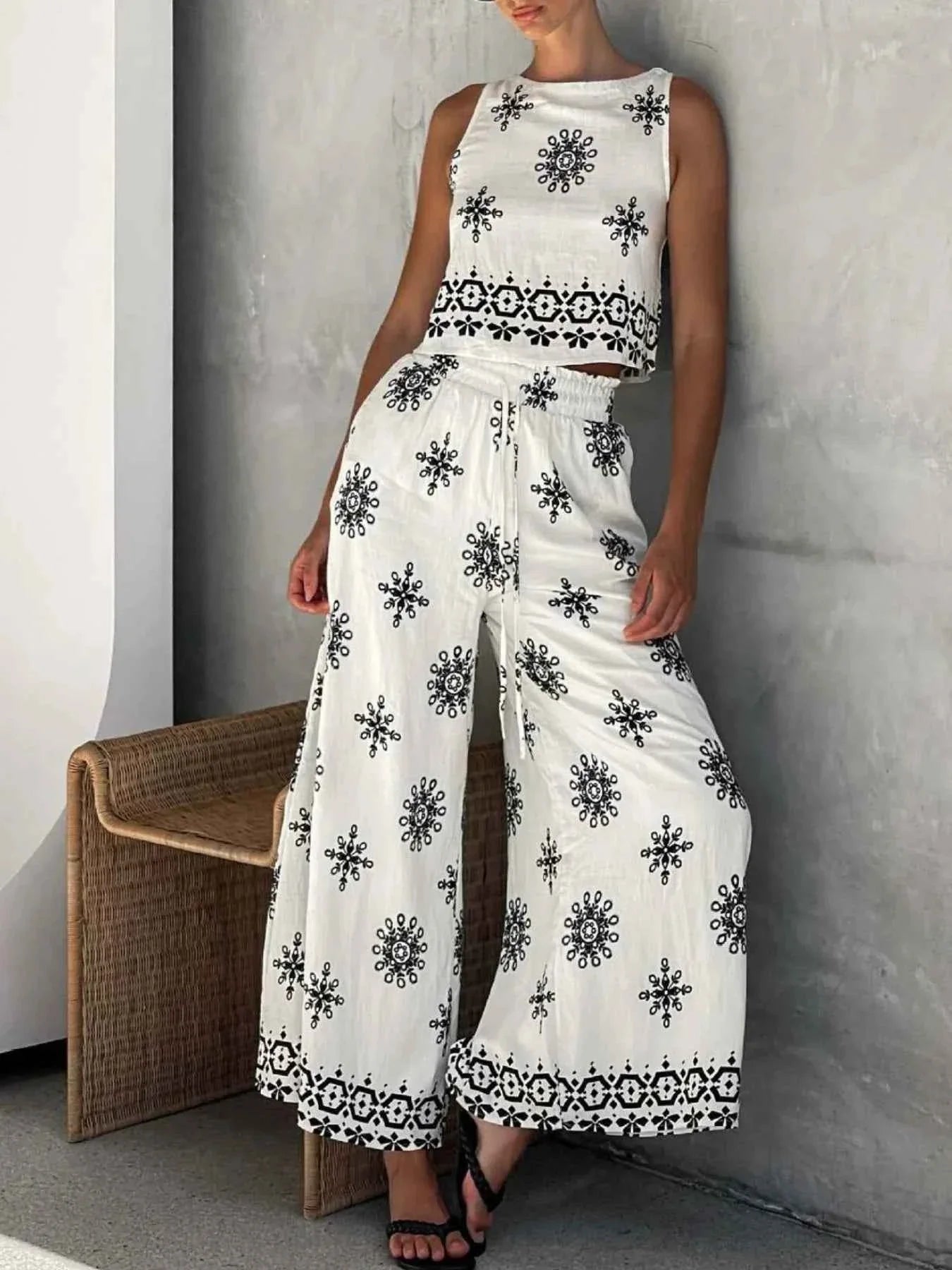 Stylish Printed Tank and Pants Set.