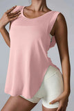Slit Round Neck Active Tank.