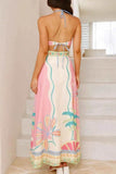 Women's Printed Halter Neck Maxi Dress.