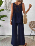 Round Neck Tank and Wide Leg Pants Set - EBYNN