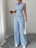 Striped Sleeveless Top and Pants Set - EBYNN