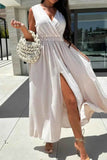 Surplice Sleeveless Maxi Dress with Slit.