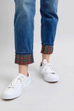 Judy Blue Plus Size Mr Plaid Print Cuff Boyfriend Jeans.