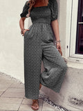 Printed Square Neck Puff Sleeve Jumpsuit.