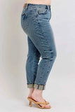 Judy Blue Plus Size Mid Rise Vintage Wash Boyfriend Jeans.