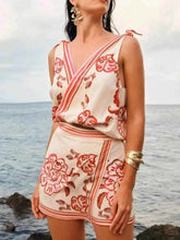 Printed Surplice Sleeveless Top and Skort Set - EBYNN