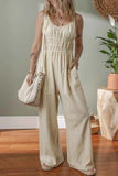Ruched Sleeveless Wide Leg Jumpsuit.