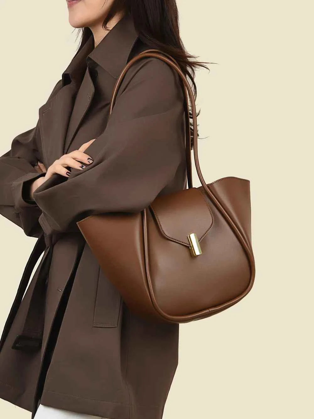 Large PU Leather Shoulder Bag with Pouch.