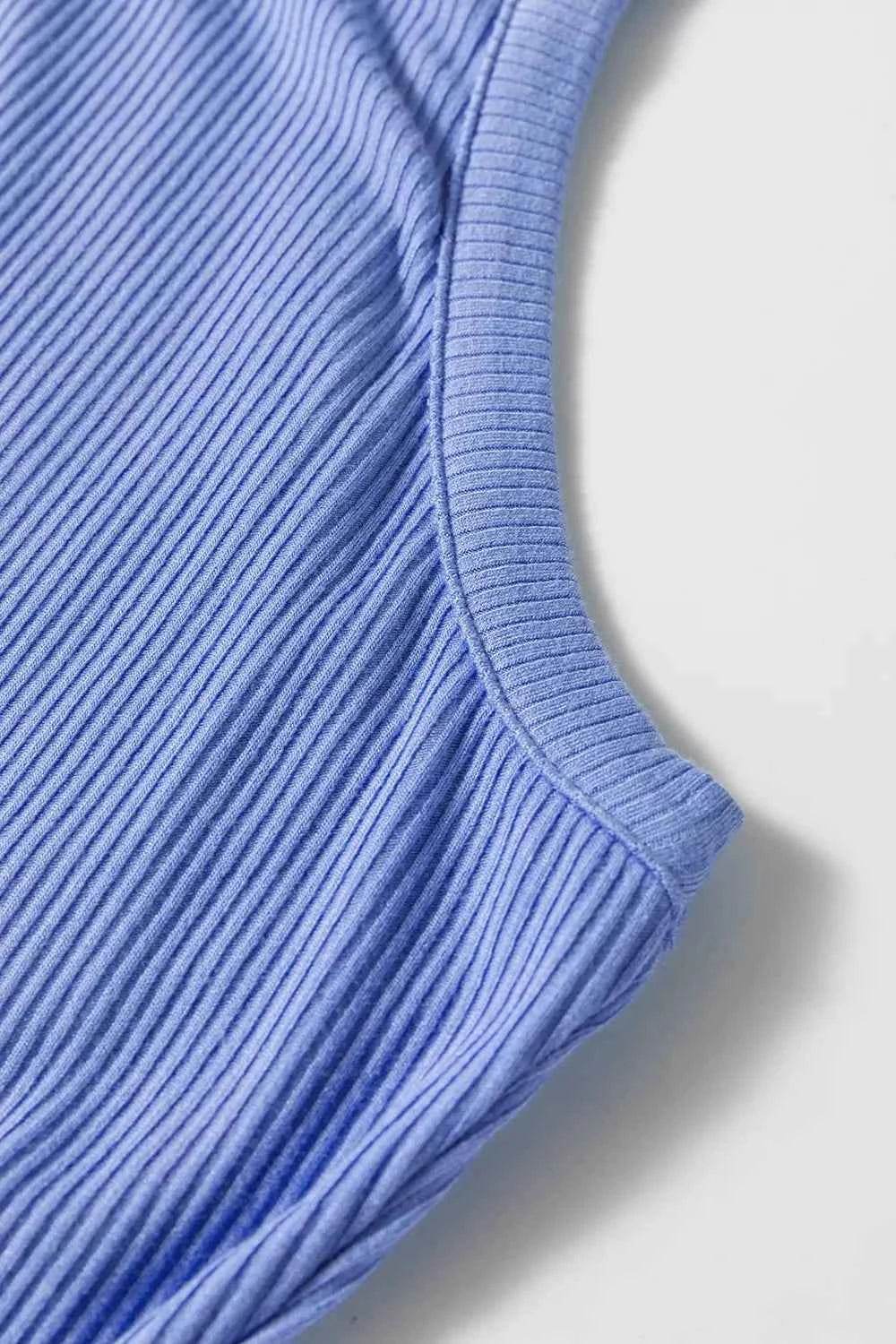 Ribbed Midi Dress with Patchwork and Pockets.