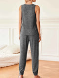 Ribbed Knit V-Neck Tank and Pants Lounge Set.